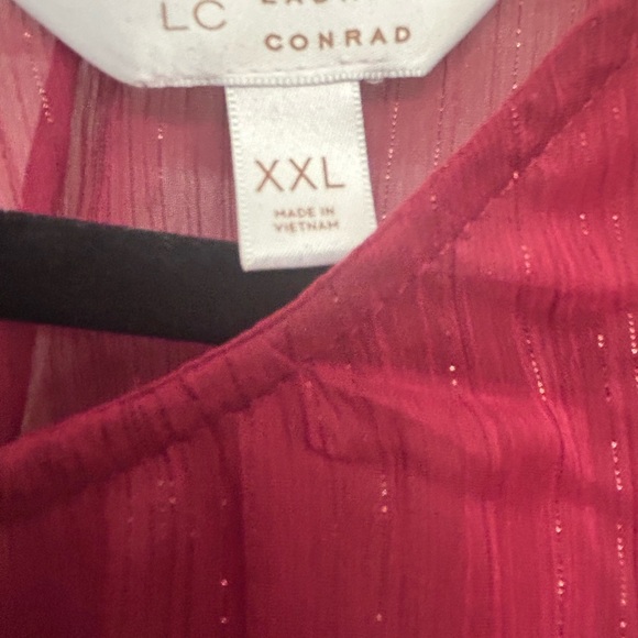 LC Lauren Conrad Women’s Wine colored 3/4 Flutter Sleeve Chiffon Top w Tank XXL - Picture 5 of 6
